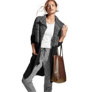 Athleta Midnight Sun Long Wool Cashmere Open Front Sweater Cardigan Womens S